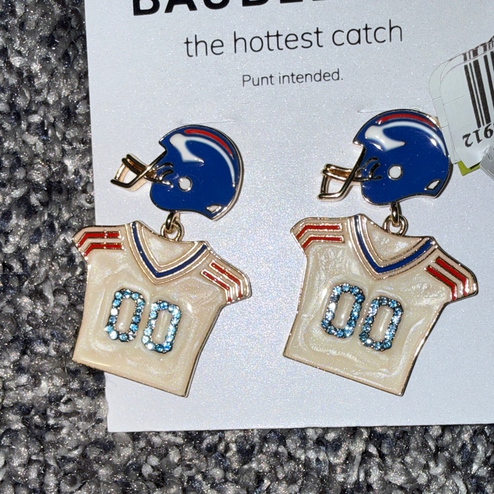 BaubleBar Blue Red and White Football Earrings - Picture 3 of 3